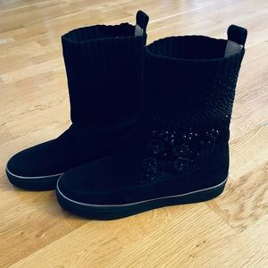 Stuart Weitzman flower embellished knit booties